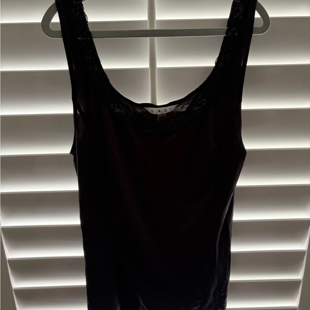 CAbi Black Lace Detail Top